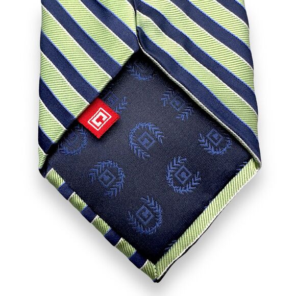 Chaps Mens 100% Silk Dress Tie Hand Made Awning Stripe Pattern‎ 59" 3 3/4" - Picture 7 of 12